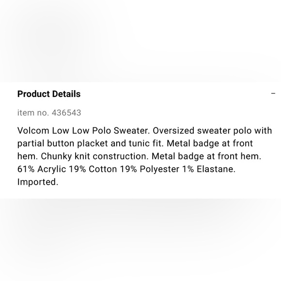 NWT Volcom Low Low Polo Sweater - Picture 7 of 7